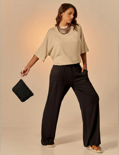 Blusa Canoa Linho Trigo