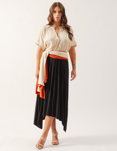 Saia Ponta Assimétrica Preto