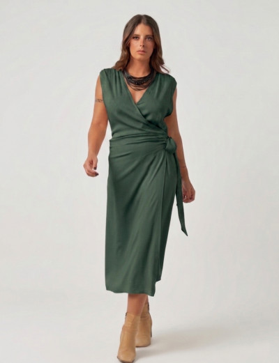 Vestido Linho Envelope Verde Salvia
