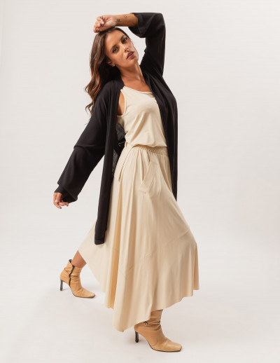 Cardigã Linho Transpasse Preto