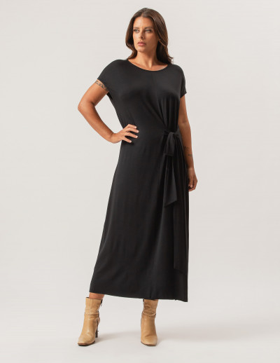 Vestido Amarração Lateral Preta