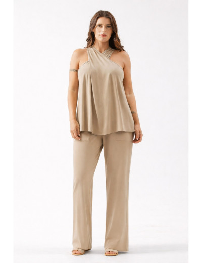 Calça Pantalona Cinza Cerâmica