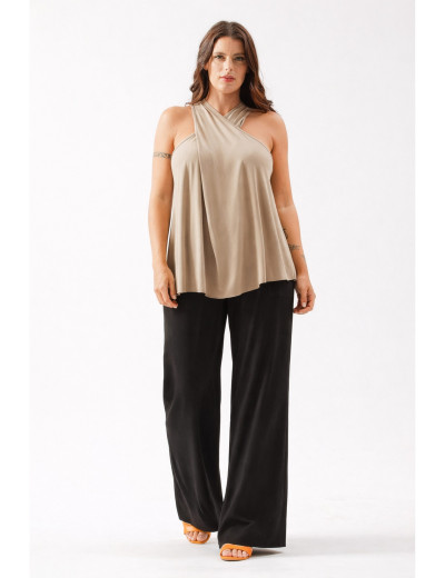 Blusa Decote Transpassado Bege Ceramica