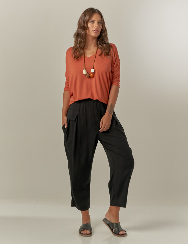 Blusa Gola V Terracota