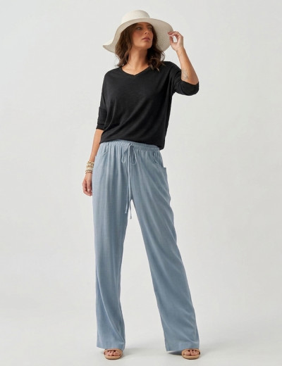 Calça Reta Linho Celeste