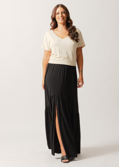 Saia Longa Fenda Preta