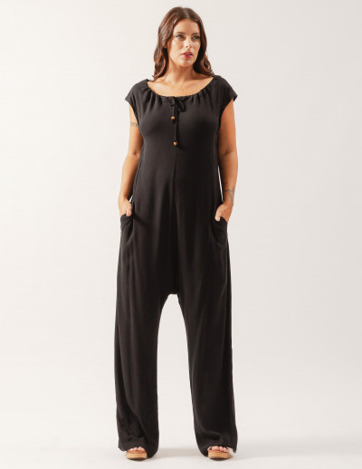 Macacão Saruel Linho Preto