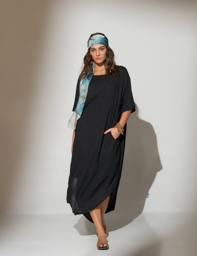 Vestido Midi Linho Preto