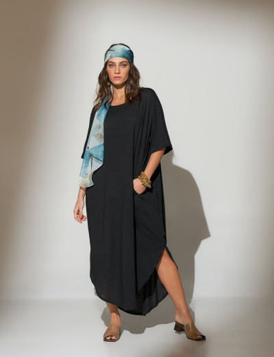 Vestido Midi Linho Preto