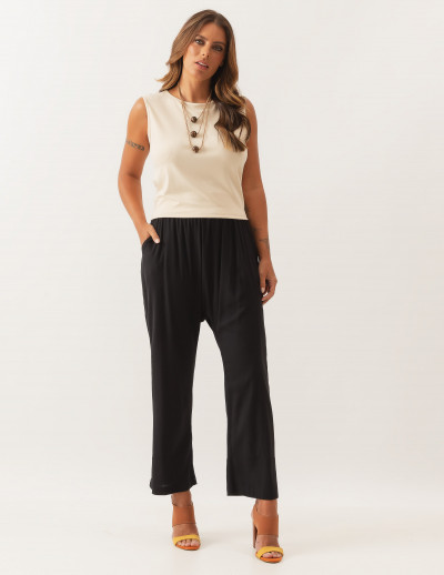 Calça Saruel Linho Preta