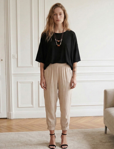 Blusa Canoa Linho Preta