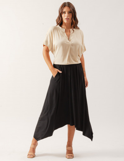 Saia Ponta Assimétrica Preto