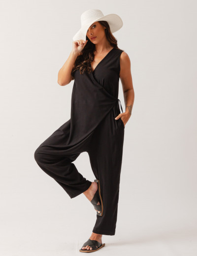 Macacão Pareô sem Manga Preto