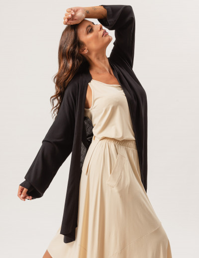 Cardigã Linho Transpasse Preto