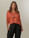 Blusa Gola V Terracota