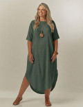 Vestido Midi Linho Verde Salvia