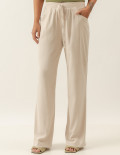 Calça Reta Linho Bege Aveia