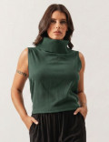 Blusa Linho Gola Alta Verde Sálvia