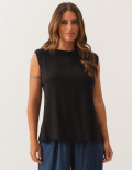 Blusa Linho Recorte Pespontado Preto