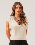 Blusa Decote V Detalhe Ombro Canaleta Gelato