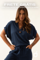 Blusa Franzida Ombro Azul Marinho