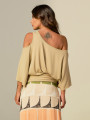 Blusa Abertura Ombros Faixa Cáqui