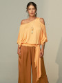 Blusa Abertura Ombros Faixa Pessego