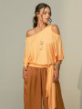 Blusa Abertura Ombros Faixa Pessego
