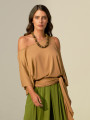 Blusa Abertura Ombros Faixa Tamarindo