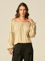 Blusa Ombro A Ombro Cáqui