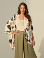 Kimono Malha Estampa Triângulos
