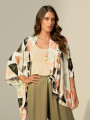Kimono Malha Estampa Triângulos