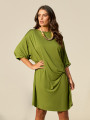 Vestido Midi Drapeado Verde Abacate