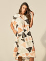 Vestido Kaftan Viscose Estampa Triângulos