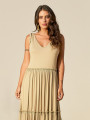 Vestido Laço Alça Cáqui