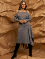 Blusa Ombro M\L Canelada Cinza