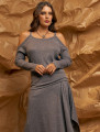 Blusa Ombro M\L Canelada Cinza
