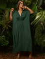 Vestido Kaftan Franzido Verde Folha