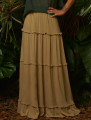 Saia Rodada Linho Cáqui