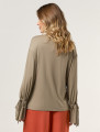 Blusa Punho Franzido Caqui