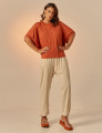 Blusa Punho Elástico Terracota
