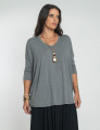 Blusa Morcego Gola V Cinza Mescla