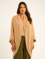 Poncho Trico Chenile Bege Ambrosia