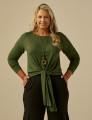 Blusa Nó Manga Longa Musgo