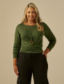 Blusa Nó Manga Longa Musgo