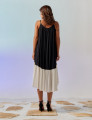 Vestido Mullet Linho Bicolor Preto