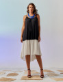 Vestido Mullet Linho Bicolor Preto