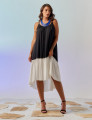 Vestido Mullet Linho Bicolor Preto