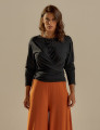 Blusa Nó Manga Longa Preta
