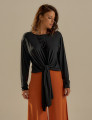 Blusa Nó Manga Longa Preta
